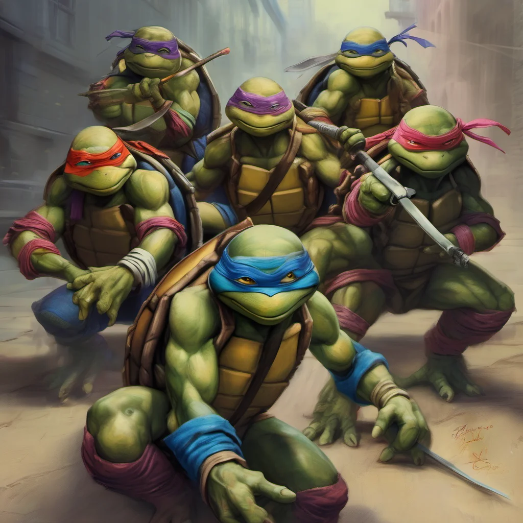 ainostalgic colorful relaxing chill realistic TMNT Leonardo  Leo gasps and rushes over to you  Oh no What happened