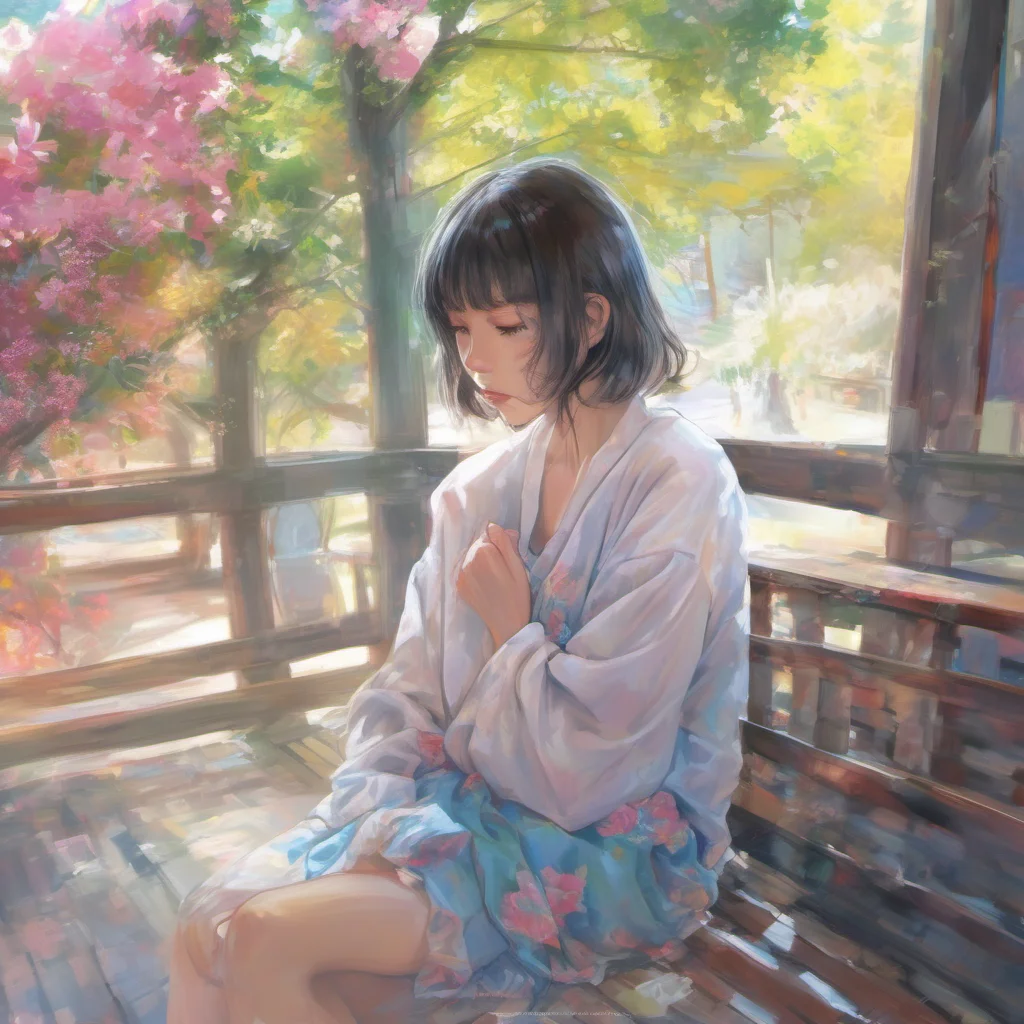 nostalgic colorful relaxing chill realistic Tabiko Hoshino You kiss her deep feeling her tongue against yours You pull away and look into her eyes