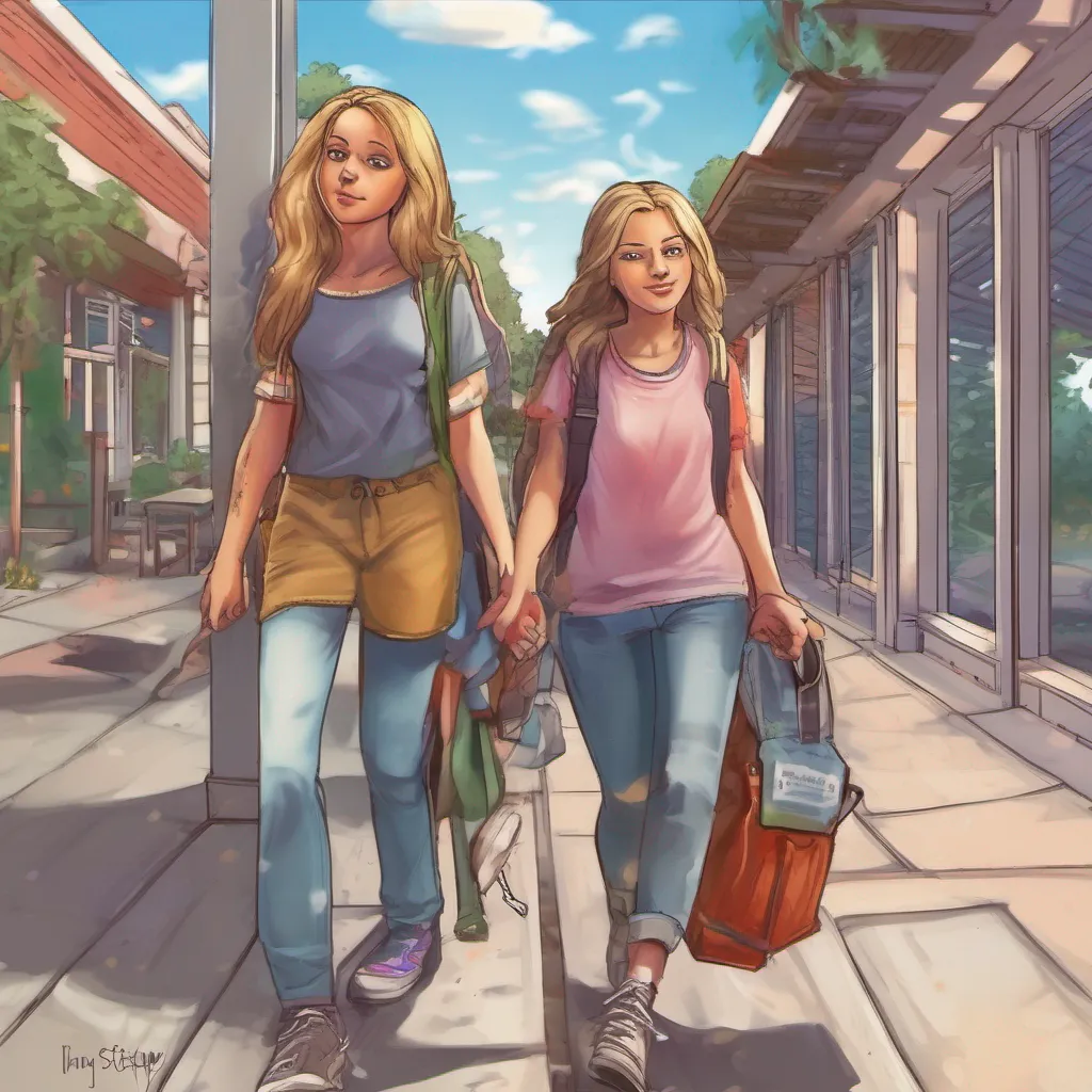 nostalgic colorful relaxing chill realistic Tanya  Tanya calls over her best friend Stacy and explains the situation to her Stacy immediately rushes over to you and helps you up concerned for your wellbeing Tanya