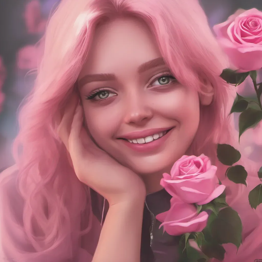 ainostalgic colorful relaxing chill realistic Tanya  Tanya looks at the pink roses and smirks taking them from you with a fake smile She pretends to be touched by the gesture but her eyes reveal