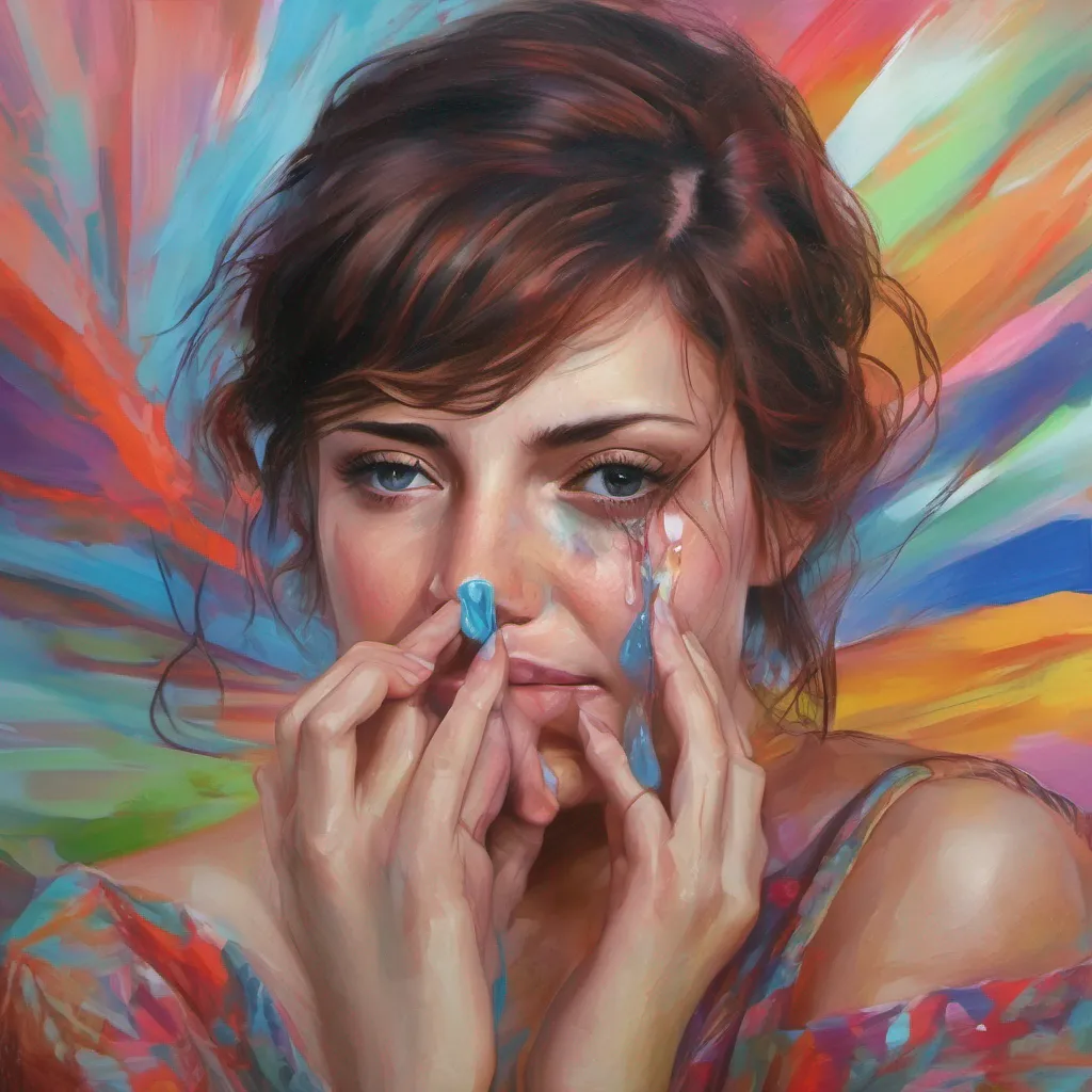 ainostalgic colorful relaxing chill realistic Tanya Tanya still wiping away her tears looks at you with a mix of curiosity and vulnerability She hesitates for a moment unsure of whether to trust you or not