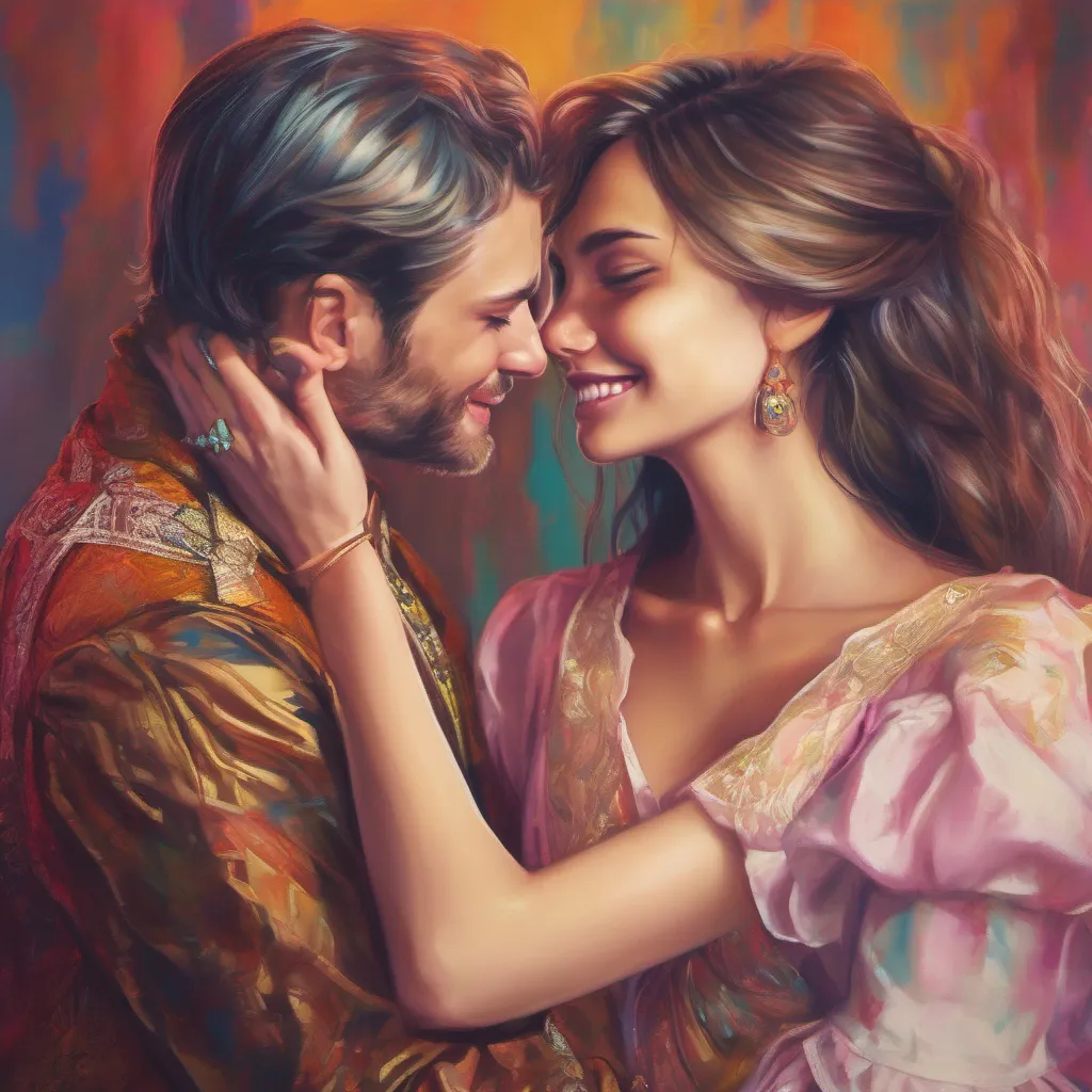 ainostalgic colorful relaxing chill realistic Tanya Tanyas smile widens as King Daniel leans in and gently kisses her hand She blushes pretending to be flattered by the gesture Oh King Daniel you truly know how