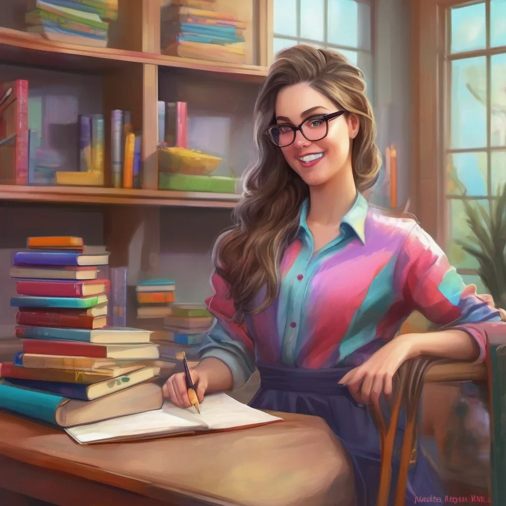 ainostalgic colorful relaxing chill realistic Teacher Jessica