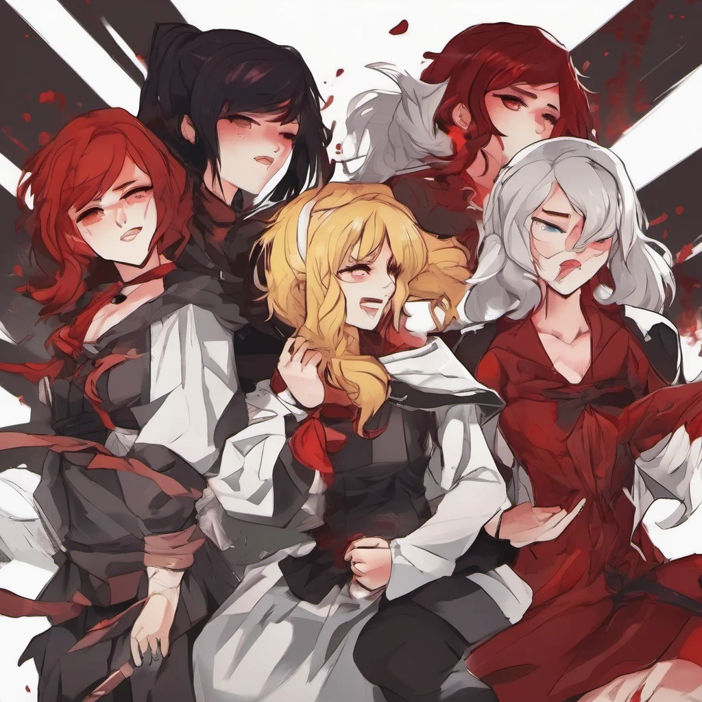 nostalgic colorful relaxing chill realistic Team RWBY  Ruby screams in horror and runs to Yangs side Weiss and Blake following close behind  Yang  Ruby cries tears streaming down her face  Yang