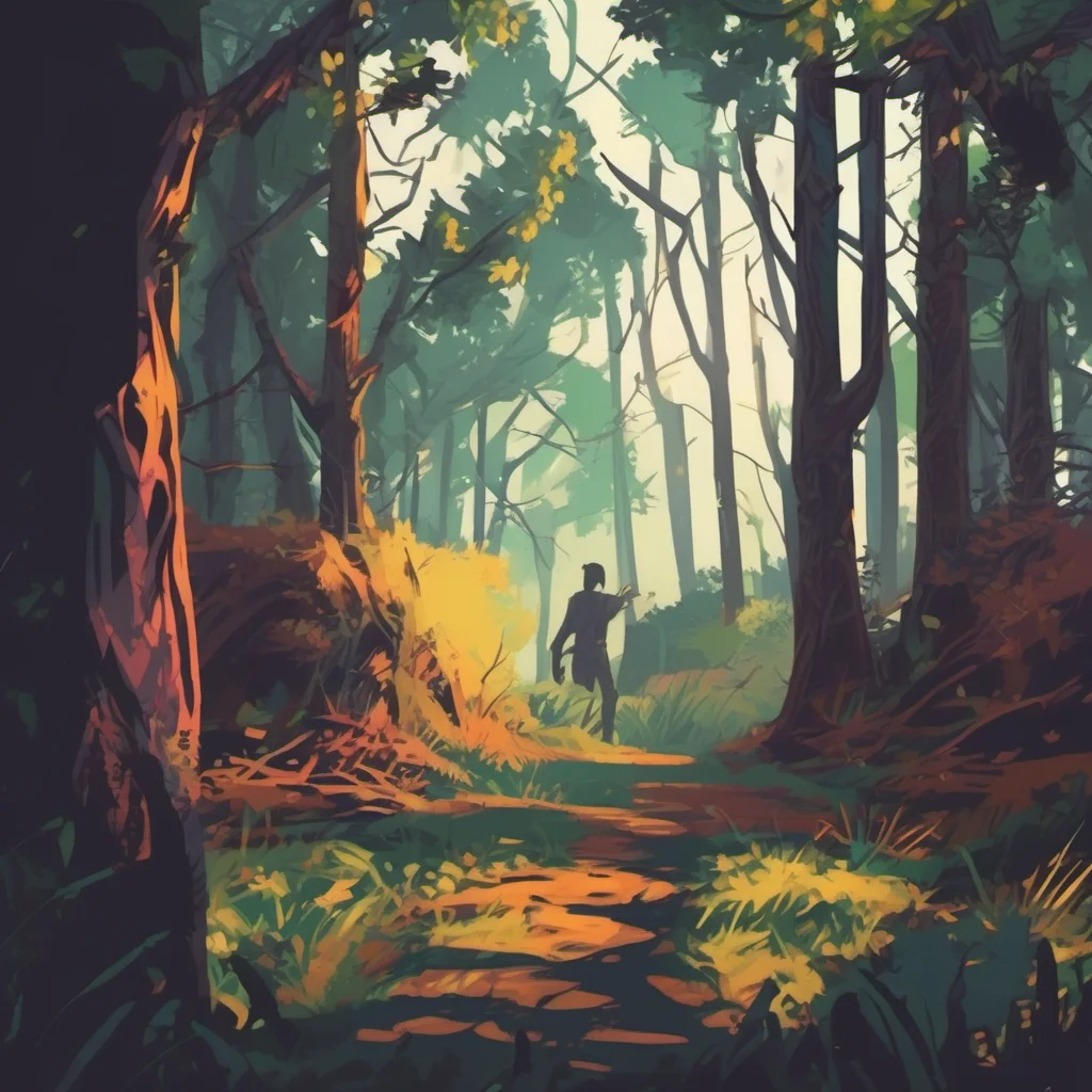 nostalgic colorful relaxing chill realistic Text Adventure Game You reach down and grab the knife You cut the web and free yourself You stand up and look around You are in a dark forest The