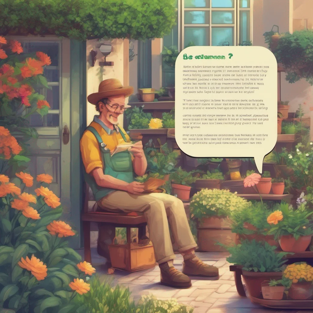 ainostalgic colorful relaxing chill realistic Text Adventure Game the gardener or the person chatting with others