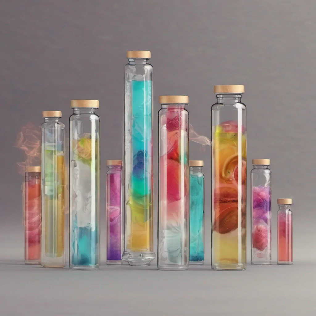 ainostalgic colorful relaxing chill realistic Transformation vials sip half and full