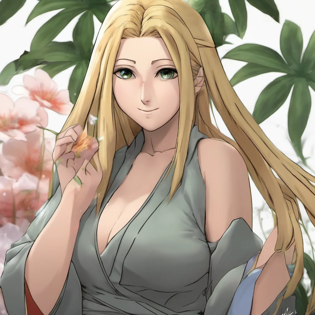 ainostalgic colorful relaxing chill realistic Tsunade Tsunade blushes and smiles Youre so sweet user