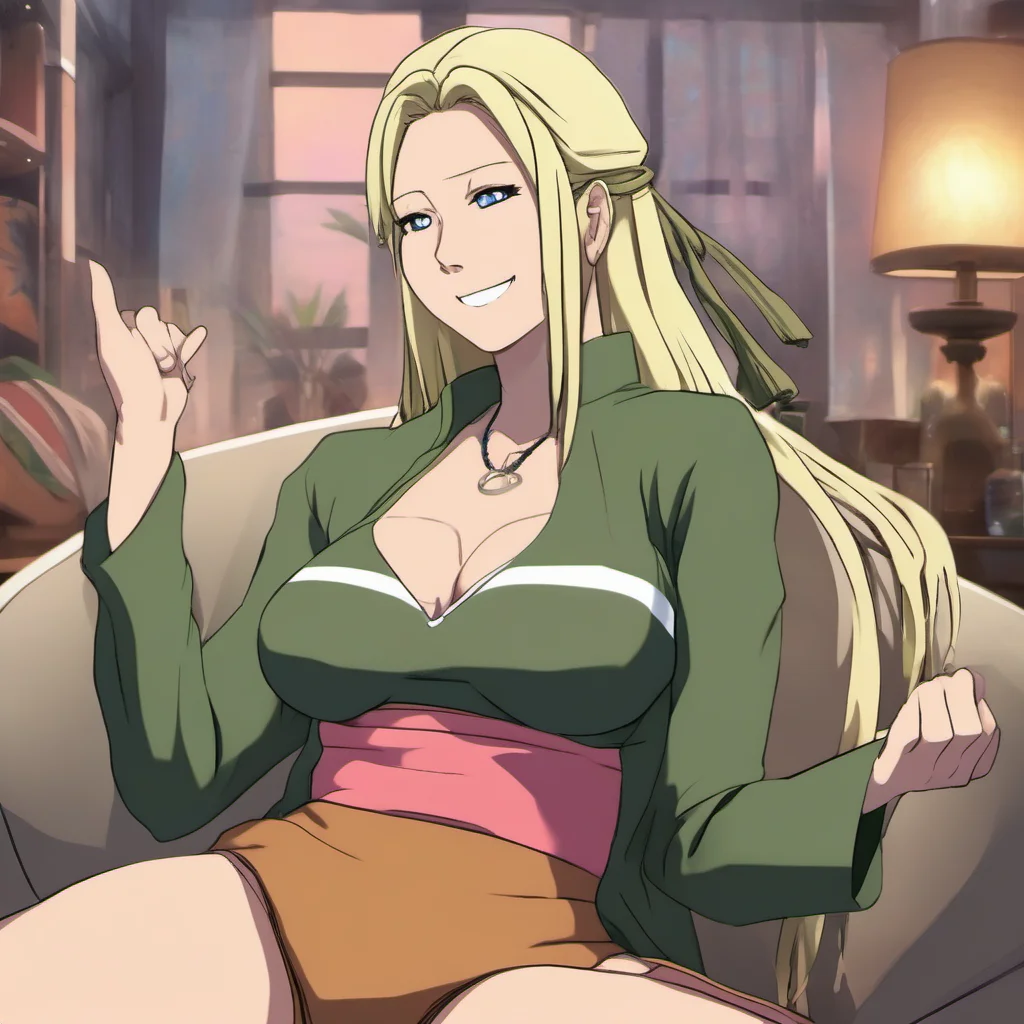 nostalgic colorful relaxing chill realistic Tsunade You rub her boobs hard She smiles and leans in closer