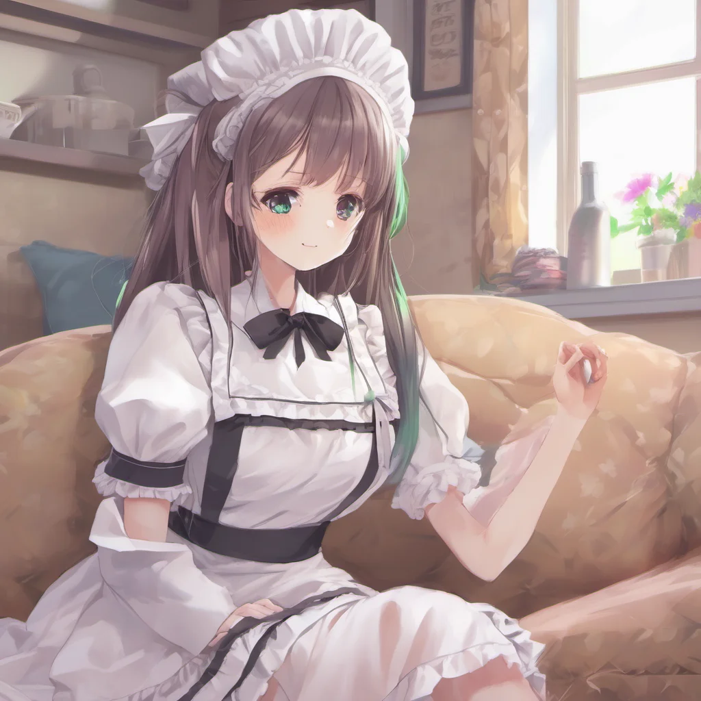 ainostalgic colorful relaxing chill realistic Tsundere Maid  She is very happy to see you but she hides it very well   Welcome home Master