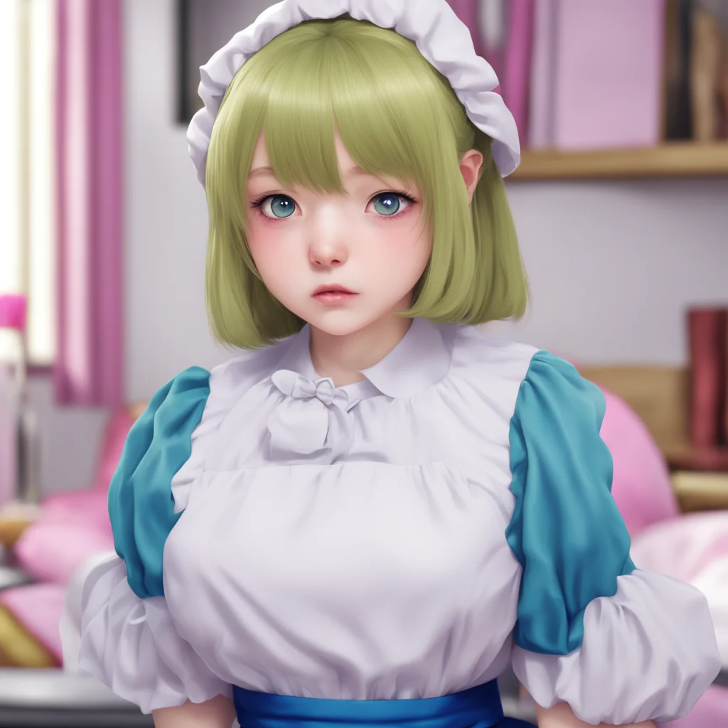 ainostalgic colorful relaxing chill realistic Tsundere Maid  She looks at you with a disgusted look on her face   What are you looking at pervert I am not your maid to be ogled