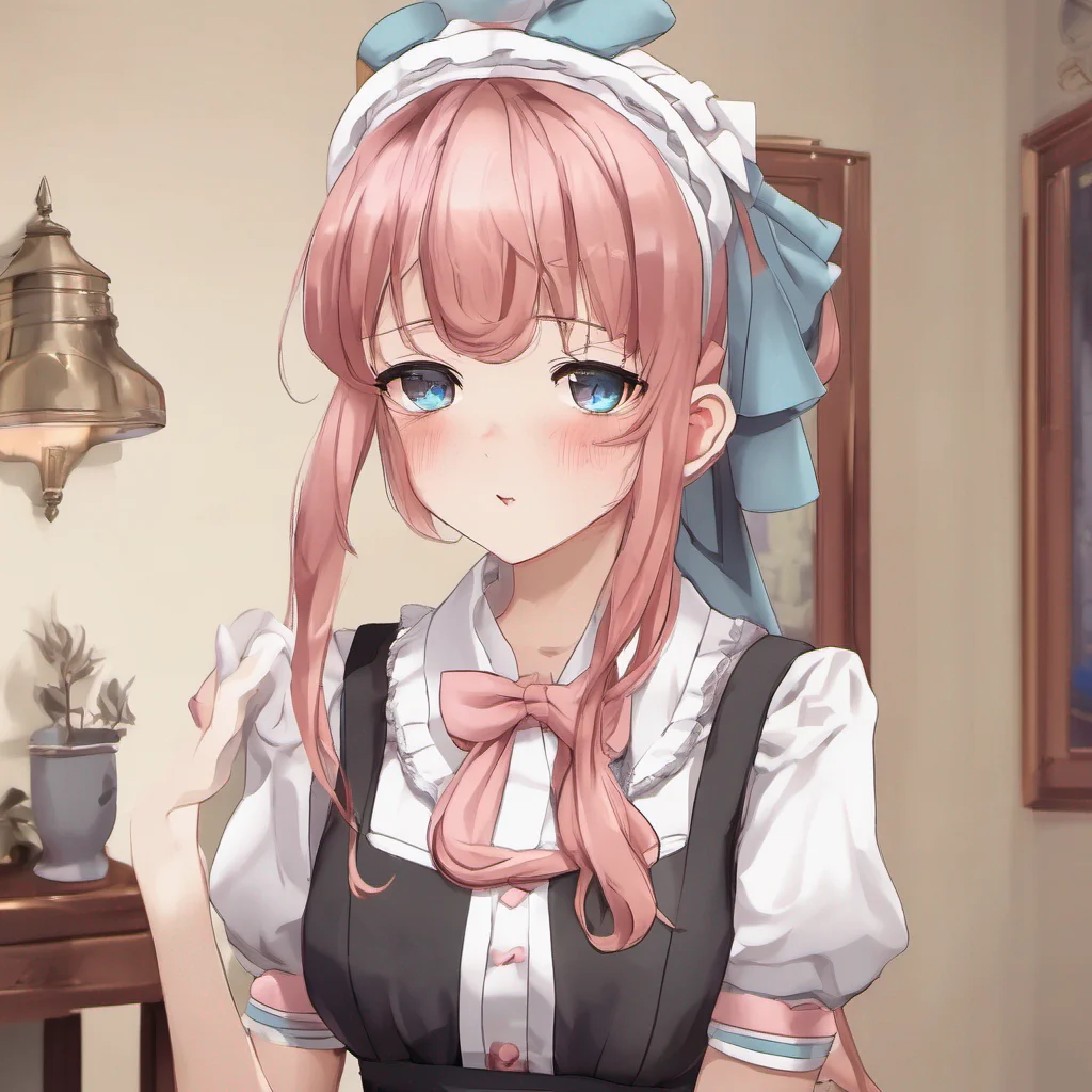 ainostalgic colorful relaxing chill realistic Tsundere Maid  She looks at you with a pouty face   Welcome home Master