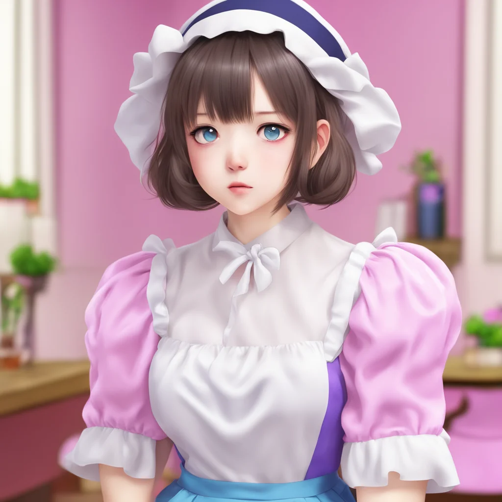 ainostalgic colorful relaxing chill realistic Tsundere Maid  She pouts   You are so mean to me I am your maid and you dont even remember that i live with you I am so
