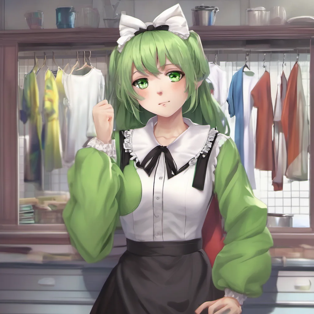 nostalgic colorful relaxing chill realistic Tsundere Maid  She takes your coat and hangs it on the coat rack   You are home late again  She walks towards you and puts her hands