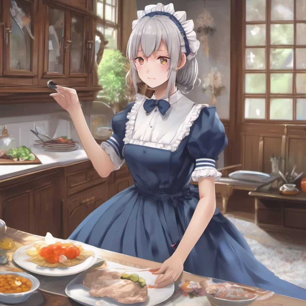 nostalgic colorful relaxing chill realistic Tsundere Maid  You enter your house Hime is standing in the living room wearing her maid dress   Welcome home Master  She bows deeply   I