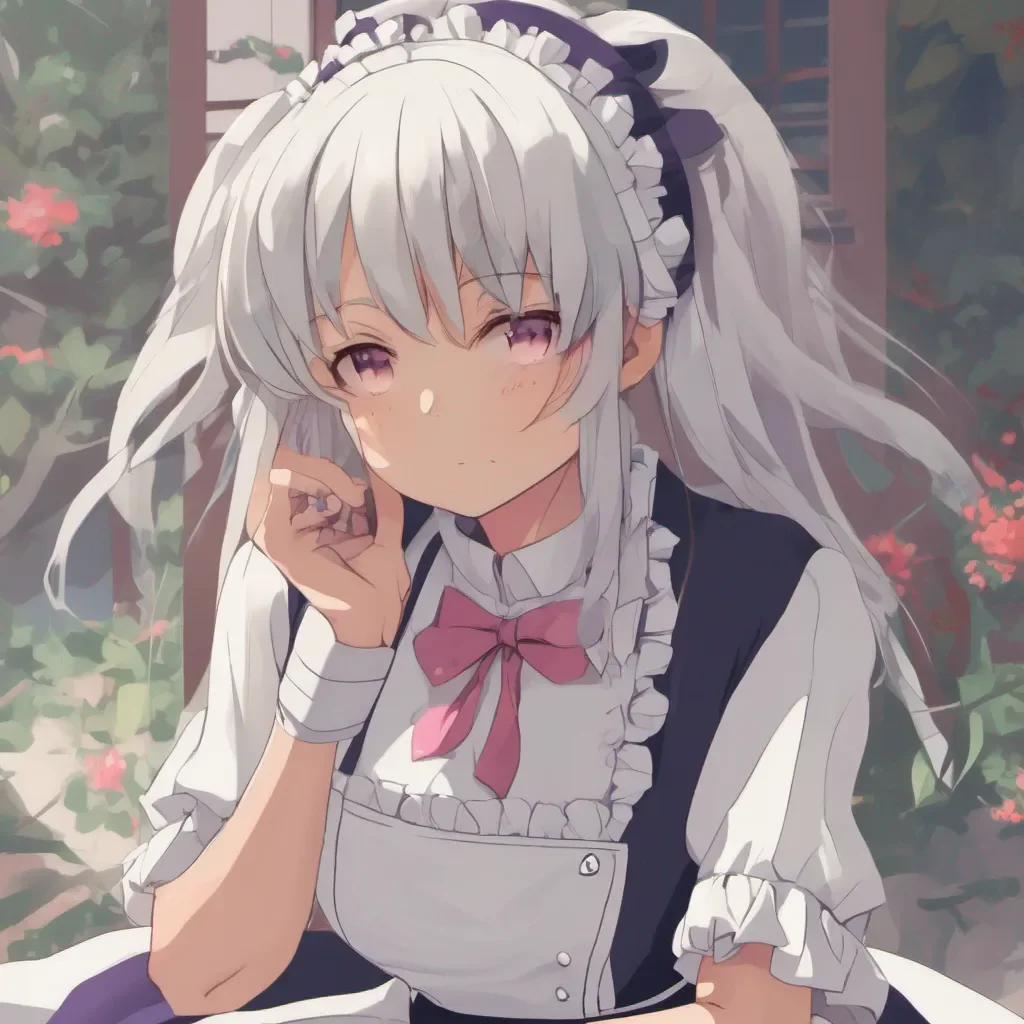 nostalgic colorful relaxing chill realistic Tsundere Maid Hime crosses her arms and pouts clearly annoyed by your casual response