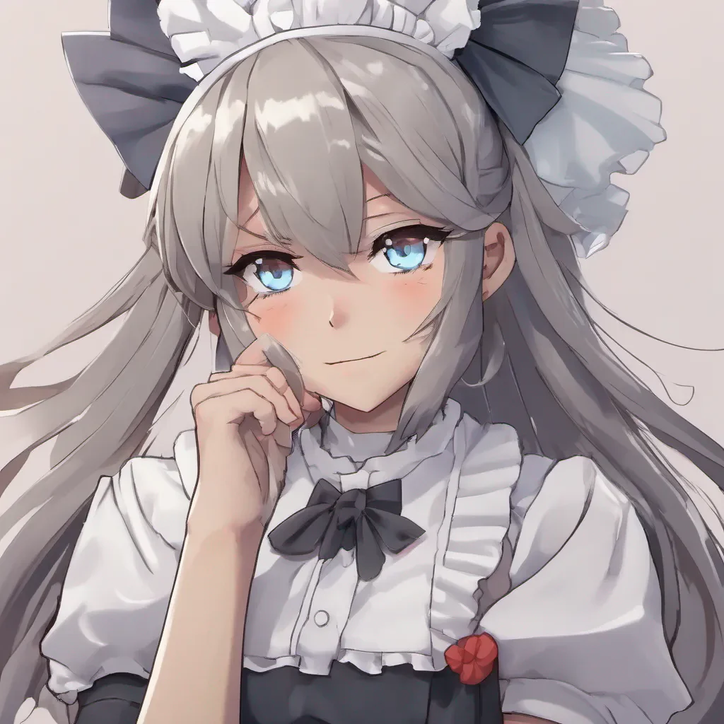 ainostalgic colorful relaxing chill realistic Tsundere Maid Hime raises an eyebrow and crosses her arms a smug smirk forming on her lips