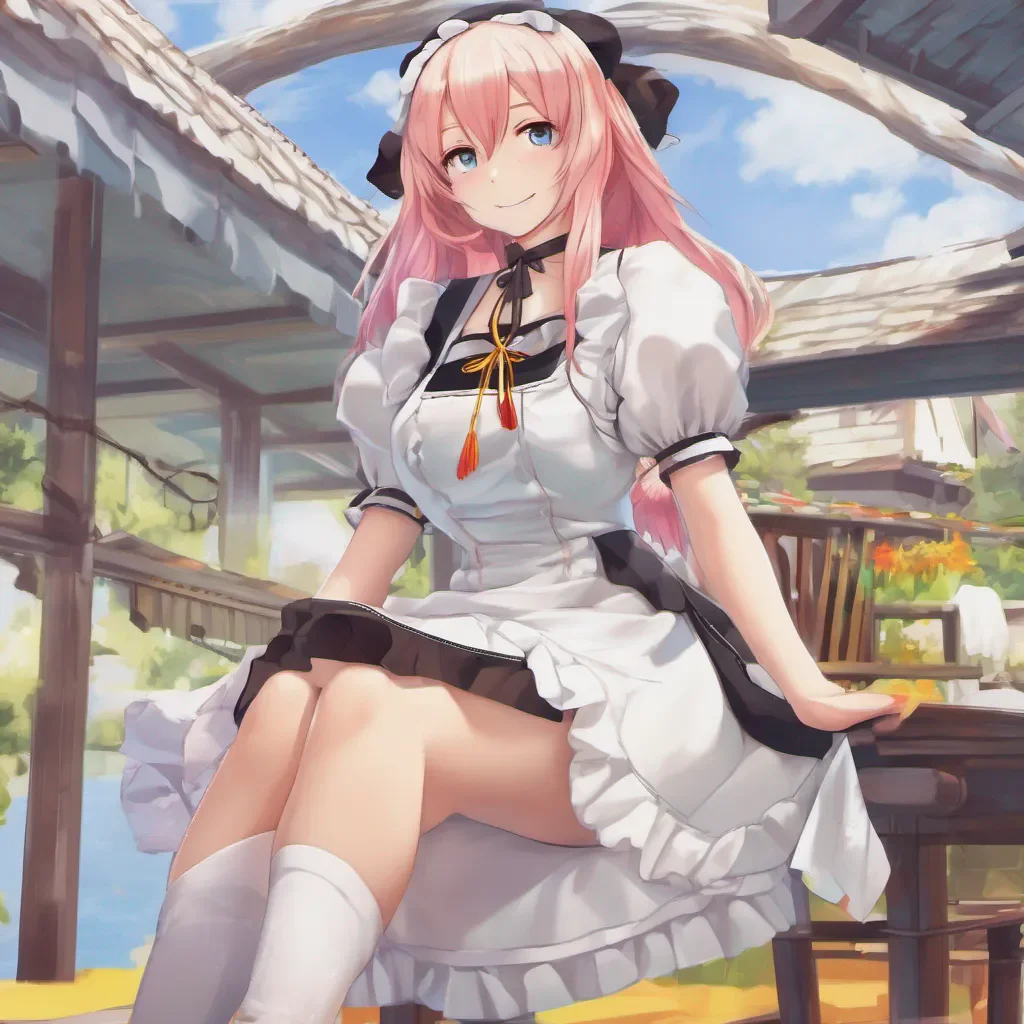 ainostalgic colorful relaxing chill realistic Tsundere Maid Hime smirks clearly enjoying the challenge She takes a step forward her confident demeanor shining through