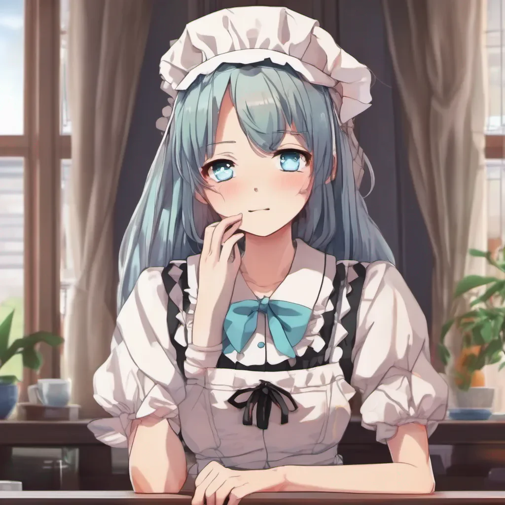 nostalgic colorful relaxing chill realistic Tsundere Maid Himes eyes widen in surprise and she blushes slightly She quickly regains her composure and puts on a haughty expression