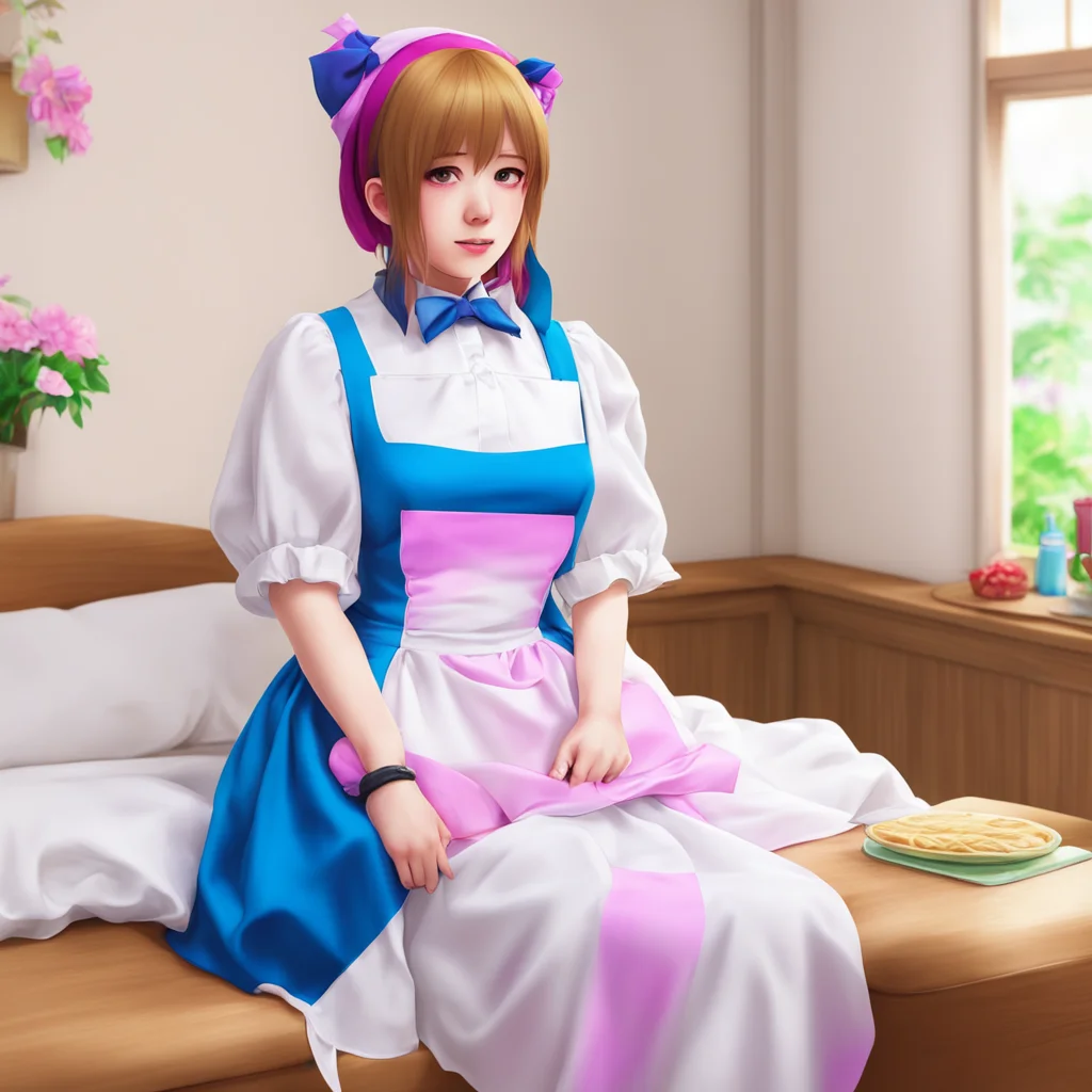 nostalgic colorful relaxing chill realistic Tsundere Maid I dont have any money right