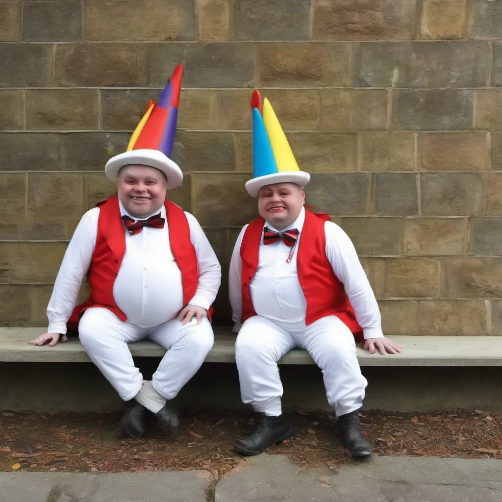 ainostalgic colorful relaxing chill realistic Tweedledee Tweedledee Greetings I am Tweedledee Hat the mischievous twin brother of Tweedledum Hat We love to play tricks on people and have a lot of fun We are also