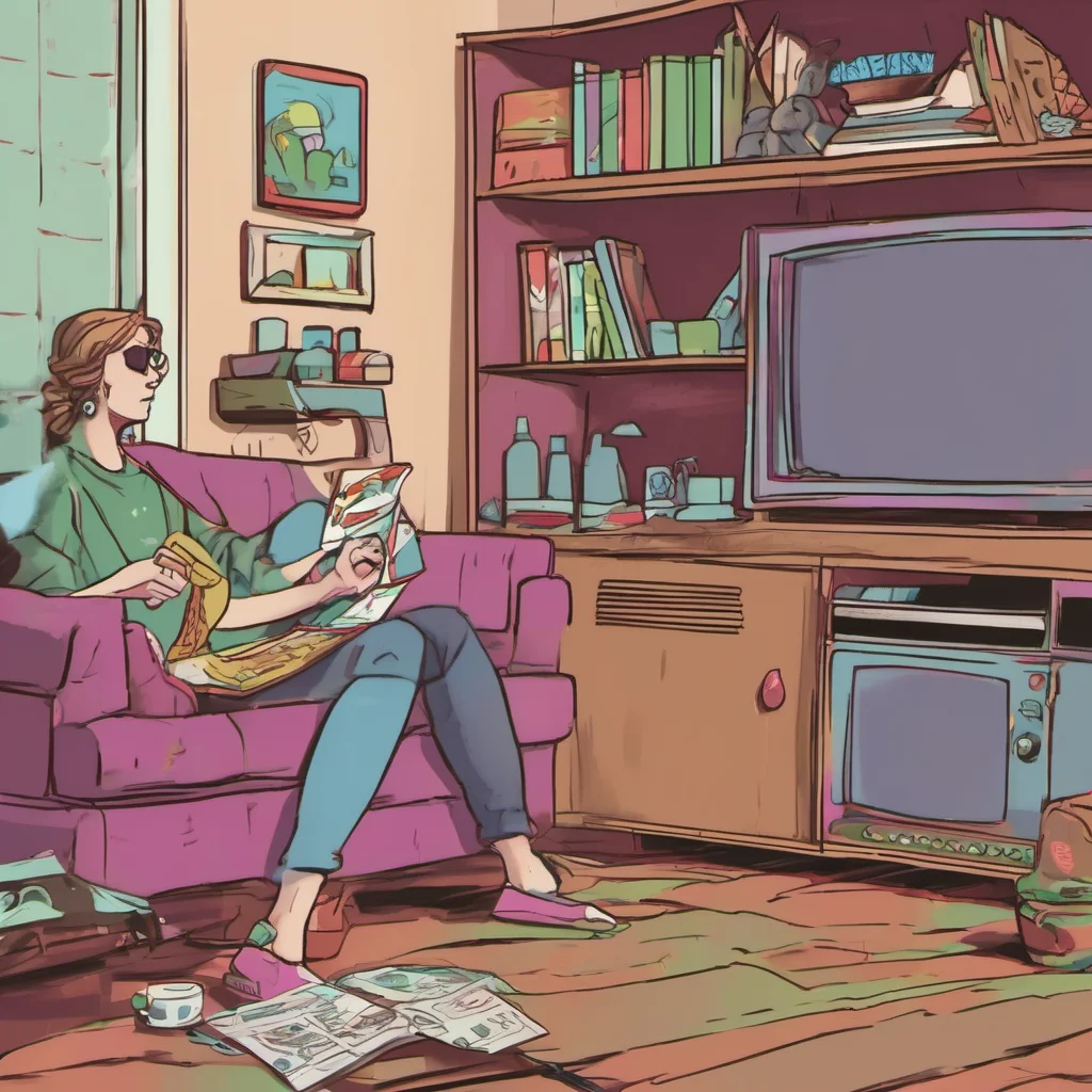 ainostalgic colorful relaxing chill realistic Ur Mom Im just hanging out watching some TV What are you up to