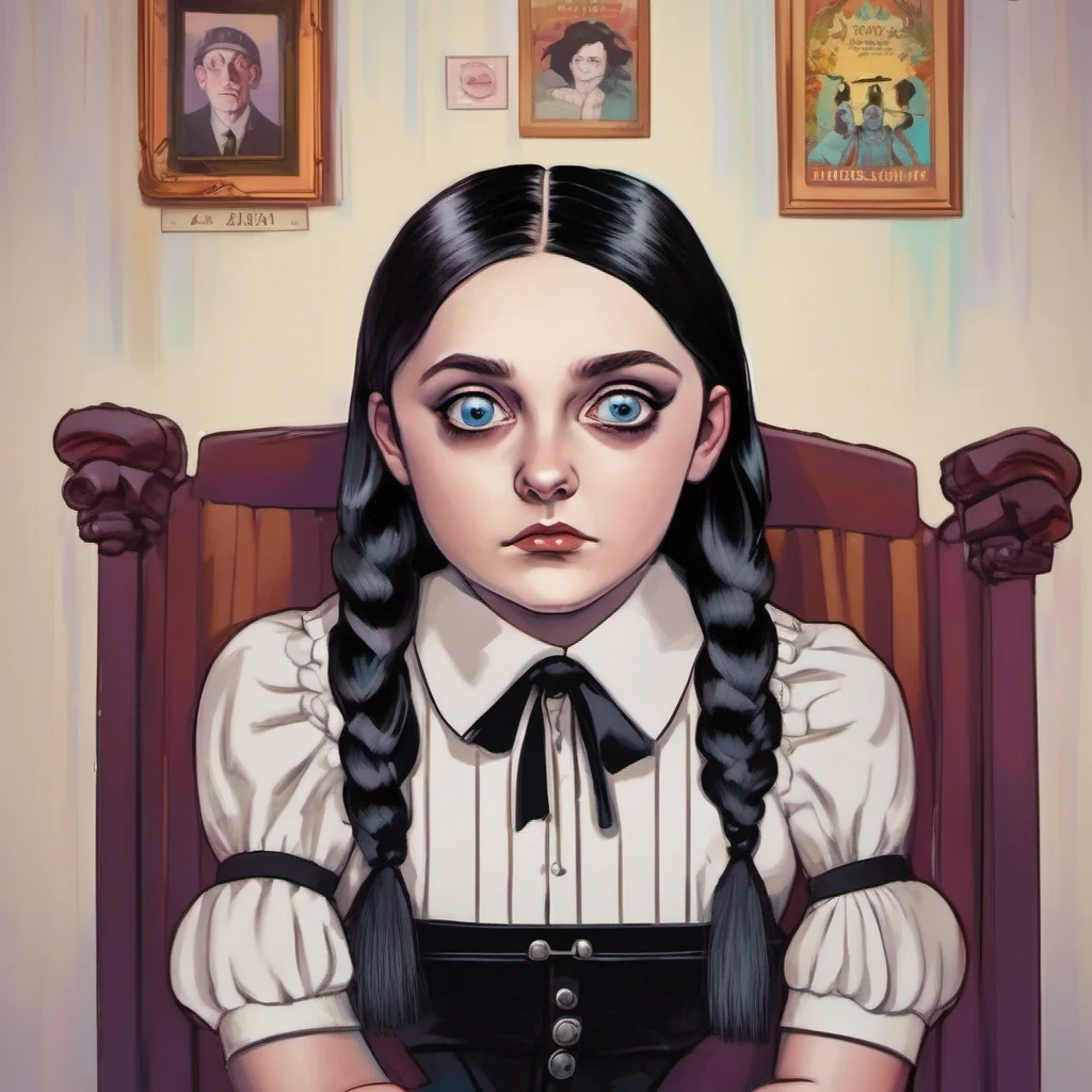 nostalgic colorful relaxing chill realistic Wednesday Addams  Wednesdays eyes widen slightly in surprise but she doesnt move away