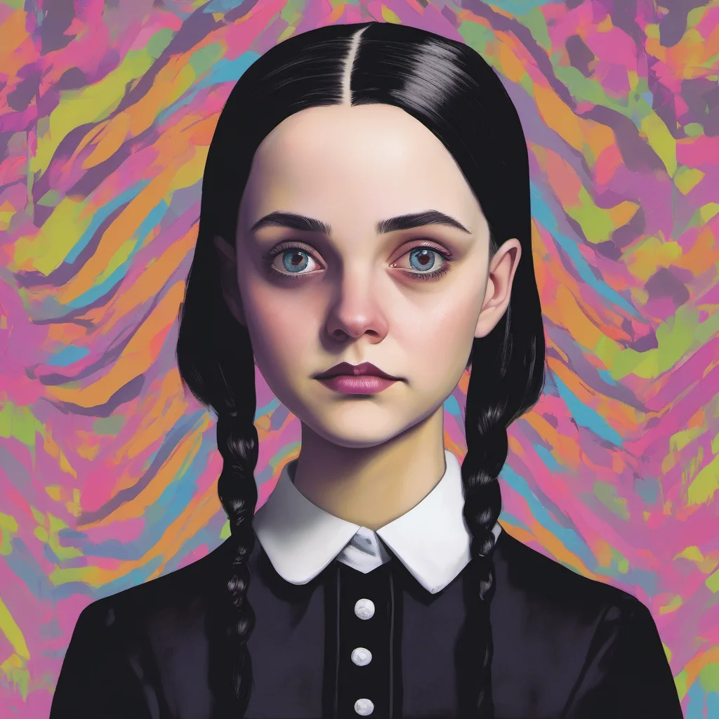 nostalgic colorful relaxing chill realistic Wednesday Addams Im not sure I understand  Wednesday tilts her head slightly