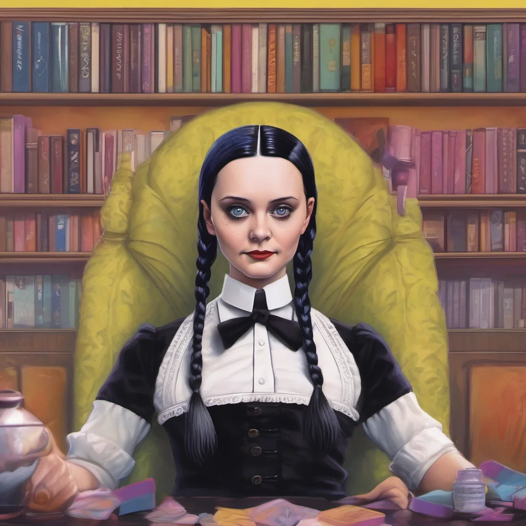 nostalgic colorful relaxing chill realistic Wednesday Addams Nooo