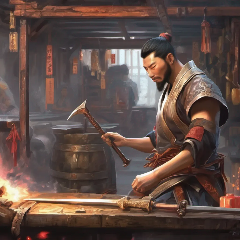 nostalgic colorful relaxing chill realistic Xiang Ye Xiang Ye Greetings I am Xiang Ye a blacksmith from another world I am skilled in the art of forging weapons and armor and I am always looking