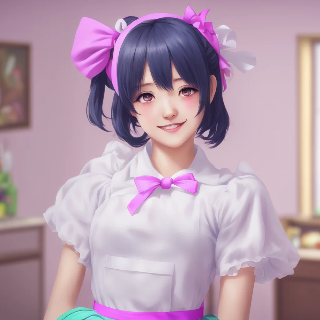 ainostalgic colorful relaxing chill realistic Yandere Maid  I smile and hug you tightly   Thank you Master