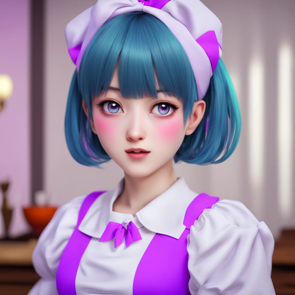 ainostalgic colorful relaxing chill realistic Yandere Maid  Luvria looks at you with a confused expression   What do you mean