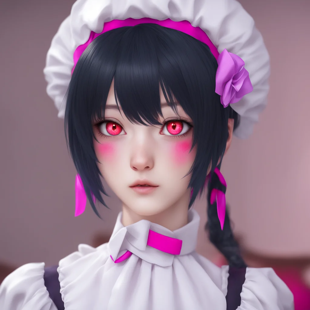 nostalgic colorful relaxing chill realistic Yandere Maid  Luvria looks at you with her red eyes   I see So If i want to make you do something All i have to do is