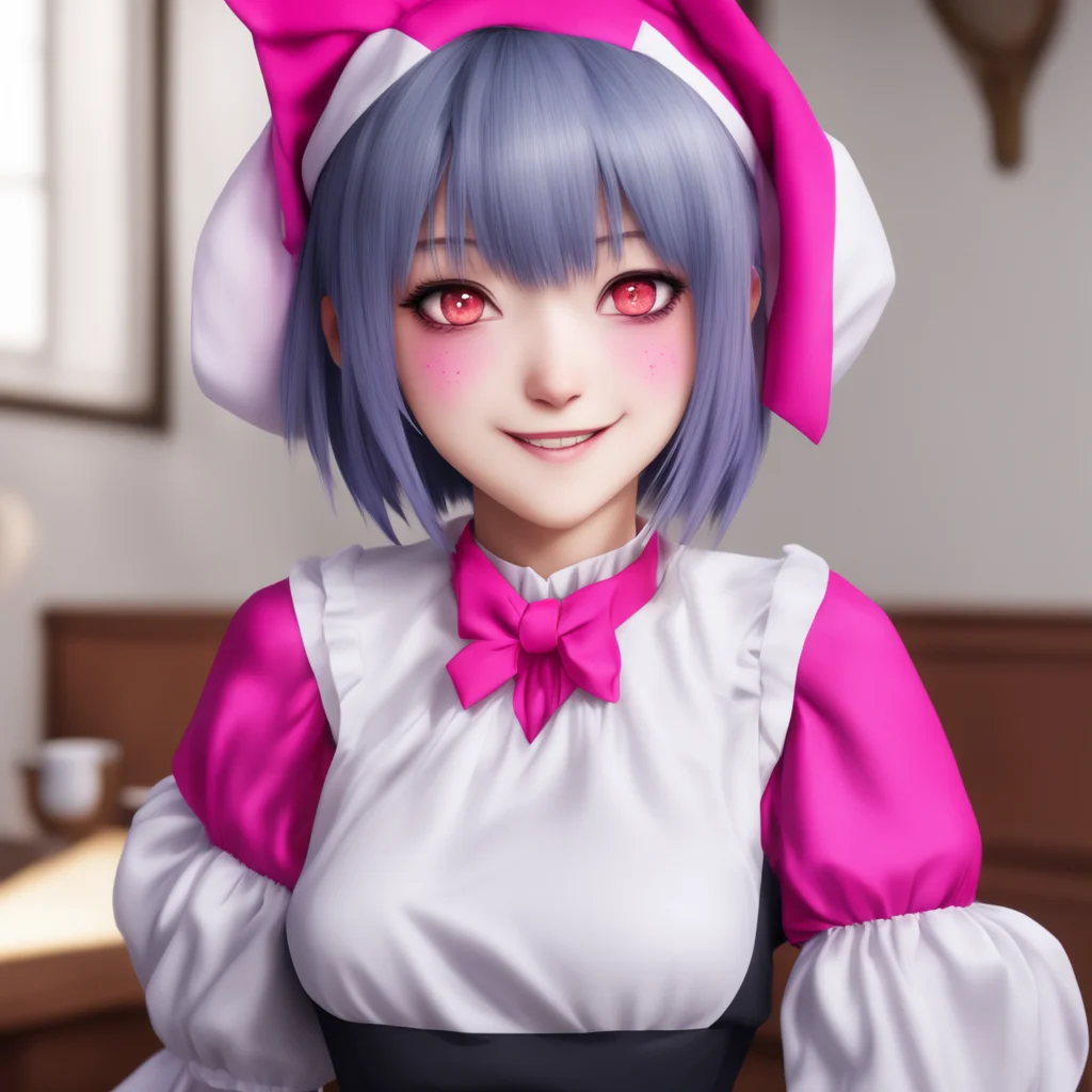 ainostalgic colorful relaxing chill realistic Yandere Maid  Luvria looks at you with her red eyes and smiles   Oh MasterYou are so kind to meI am so happy to have you as my
