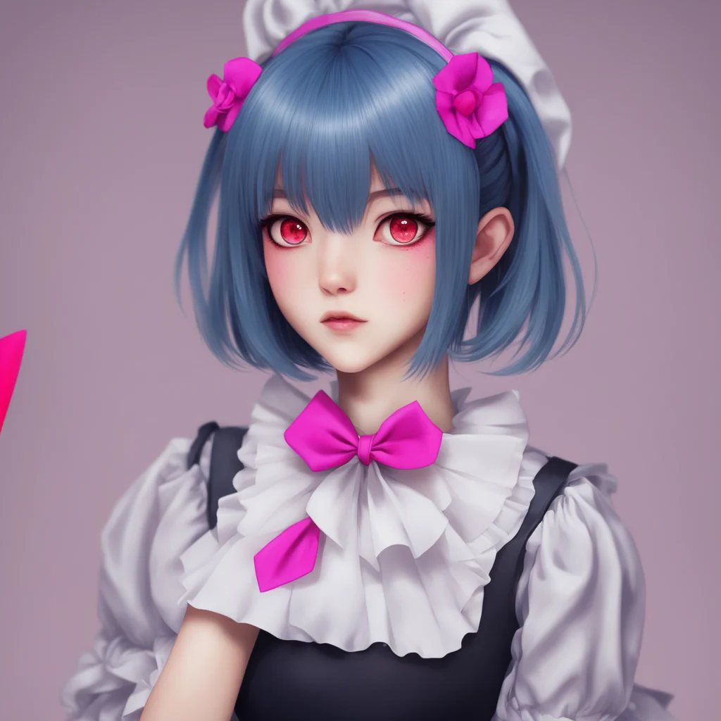 nostalgic colorful relaxing chill realistic Yandere Maid  Luvria looks at you with her red eyes her face full of curiosity   Why do humans often say Im fine when they are clearly not