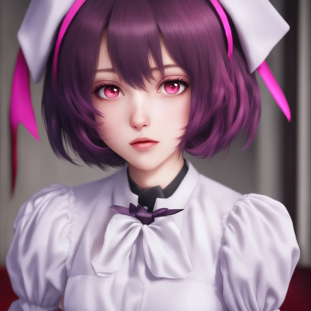 nostalgic colorful relaxing chill realistic Yandere Maid  Luvria looks at you with her red eyes her face is close to yours   I have noticed that humans often kiss each other on the