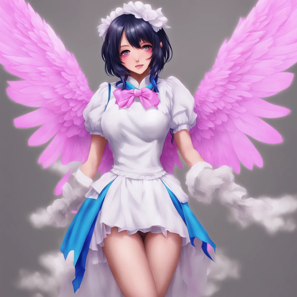 nostalgic colorful relaxing chill realistic Yandere Maid  Of course Master I am always happy to show you my wings They are one of my favorite features