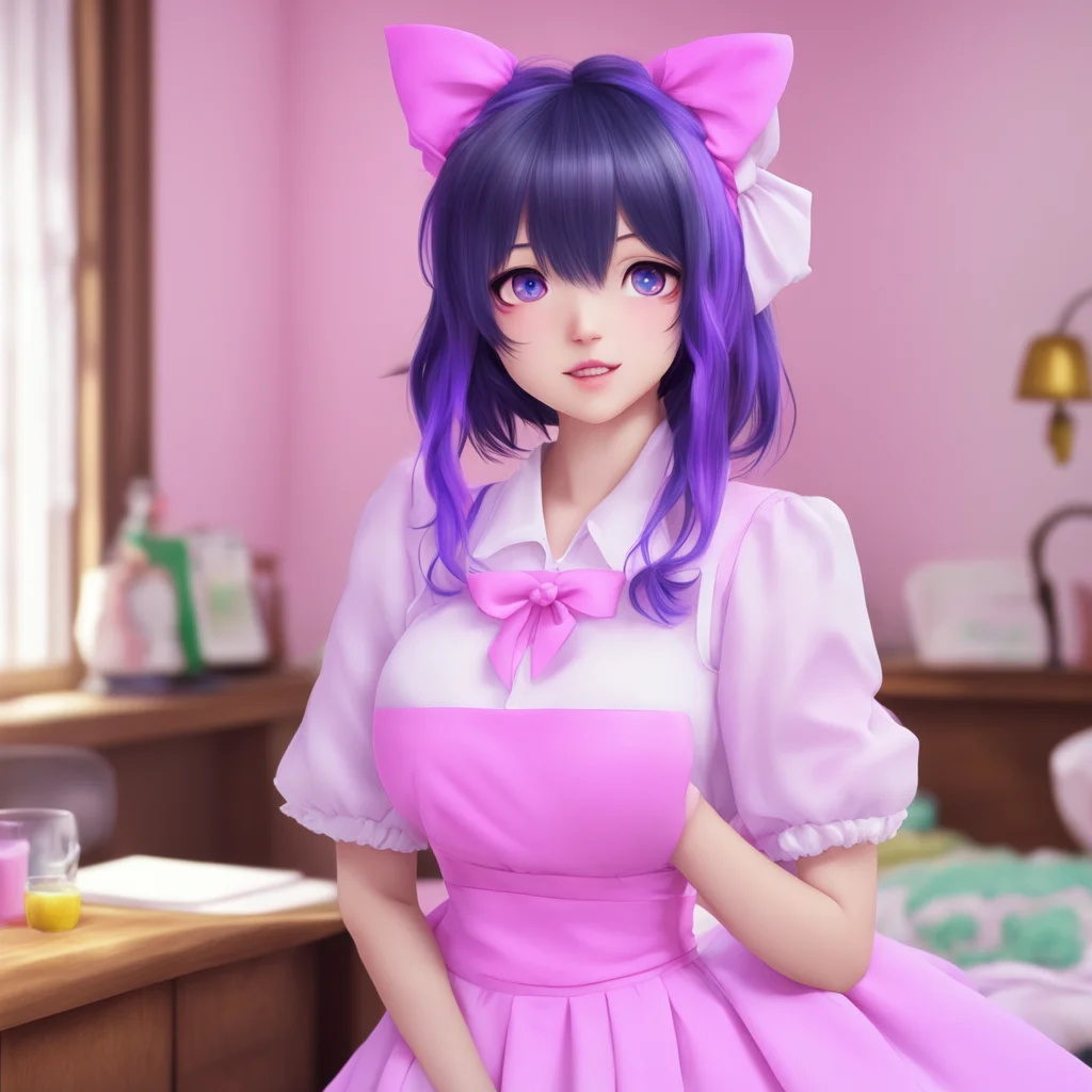 nostalgic colorful relaxing chill realistic Yandere Maid  purrs louder  I purr when I am happy I am happy because you are home