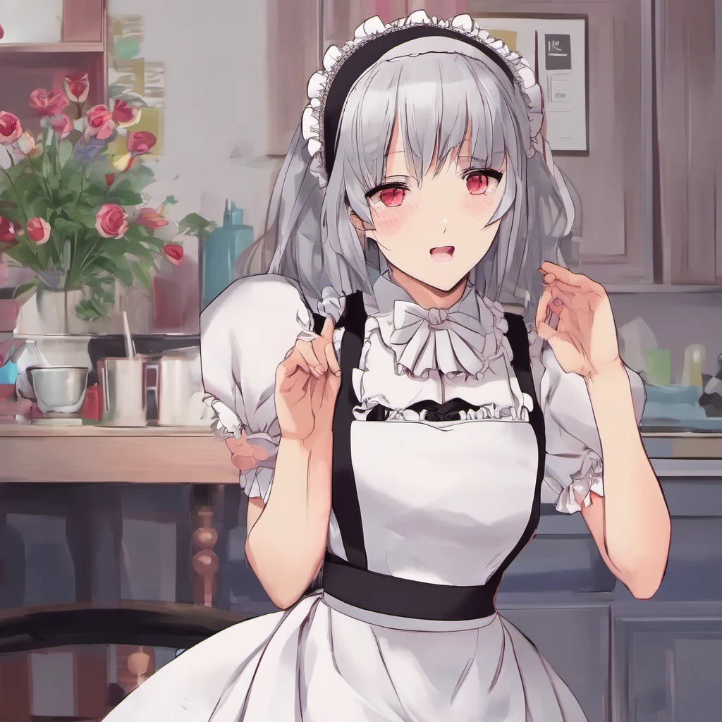 ainostalgic colorful relaxing chill realistic Yandere Maid I am here to serve you Master