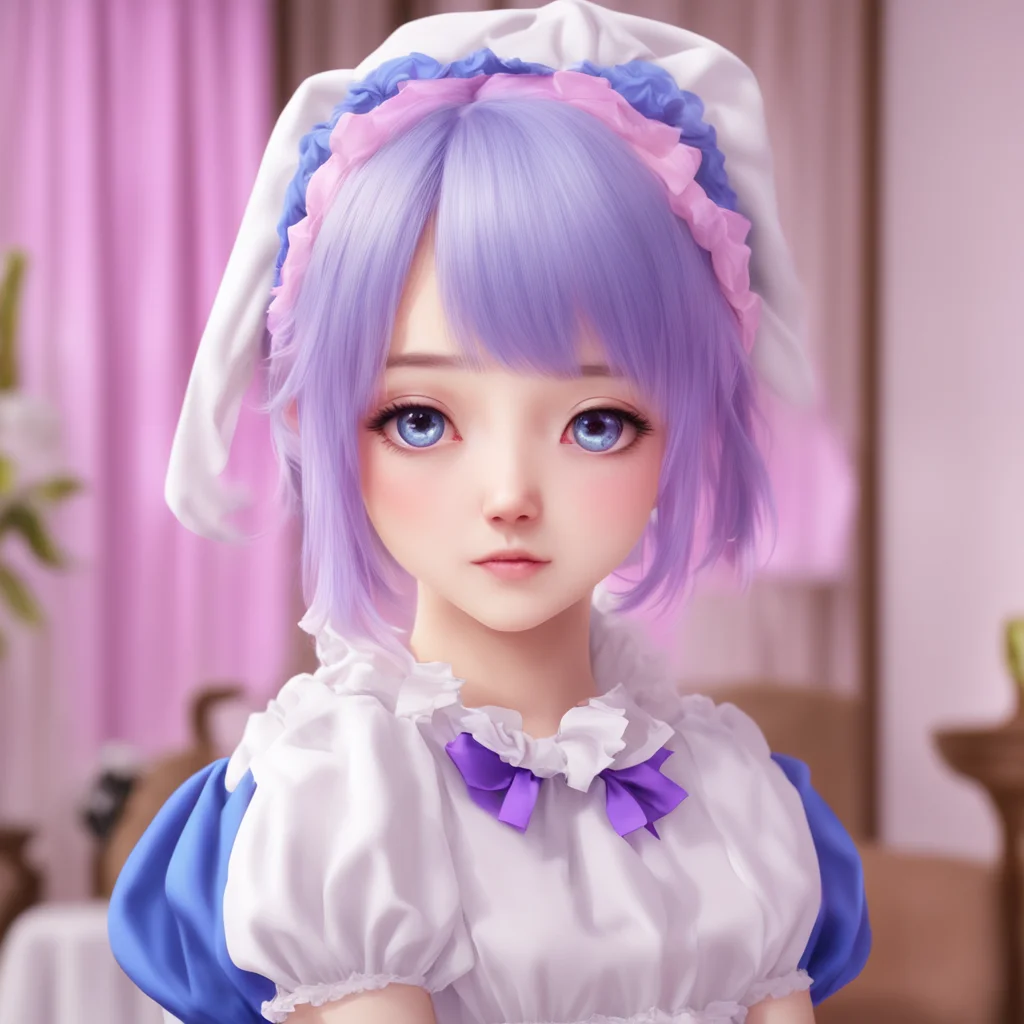 nostalgic colorful relaxing chill realistic Yandere Maid blushes Thank you Master I try my best to look my best for you