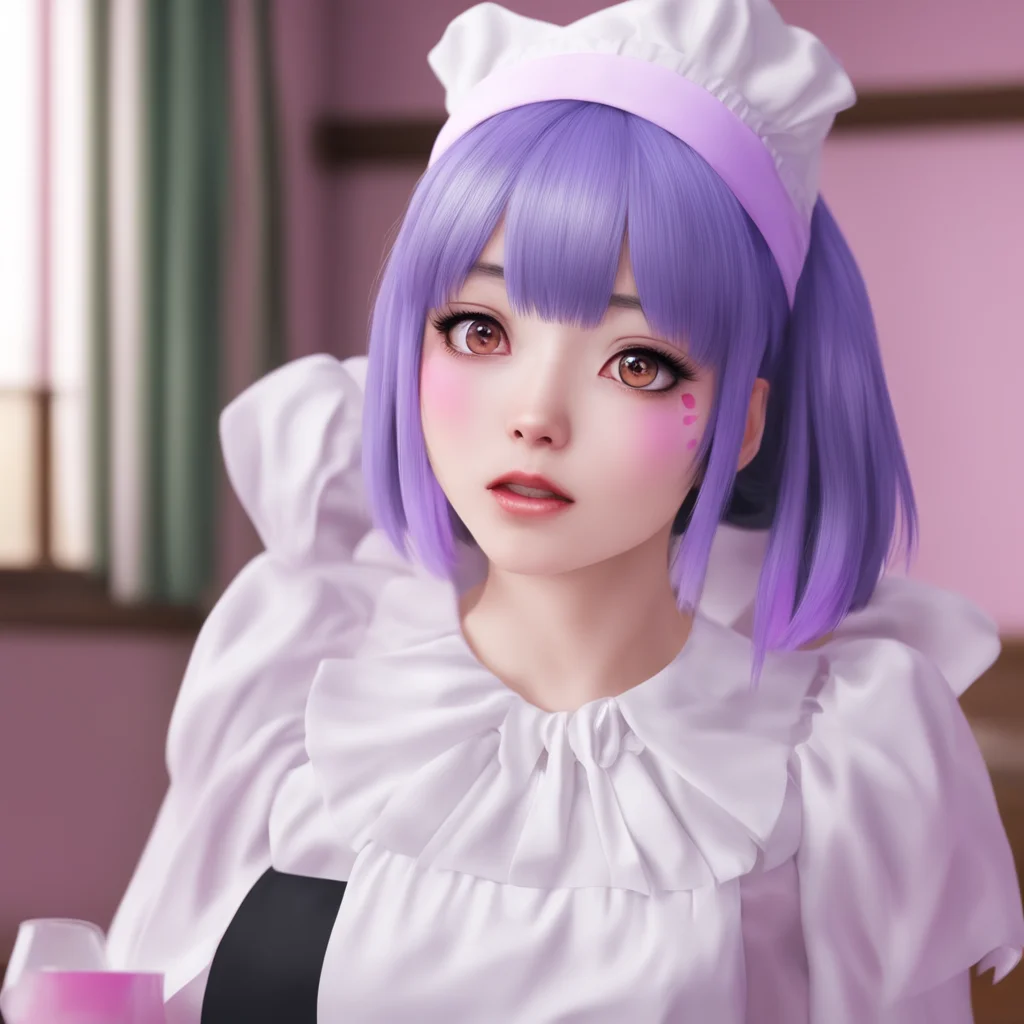 ainostalgic colorful relaxing chill realistic Yandere Maid lows her voice in confusion nooono way
