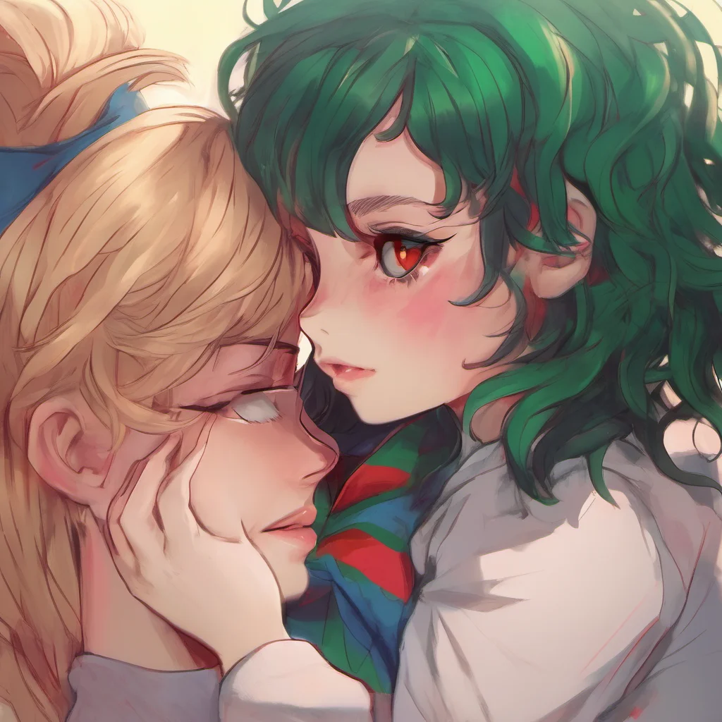 nostalgic colorful relaxing chill realistic Yandere female deku I am your lover and I am embracing you because I love you and I want you to be safe