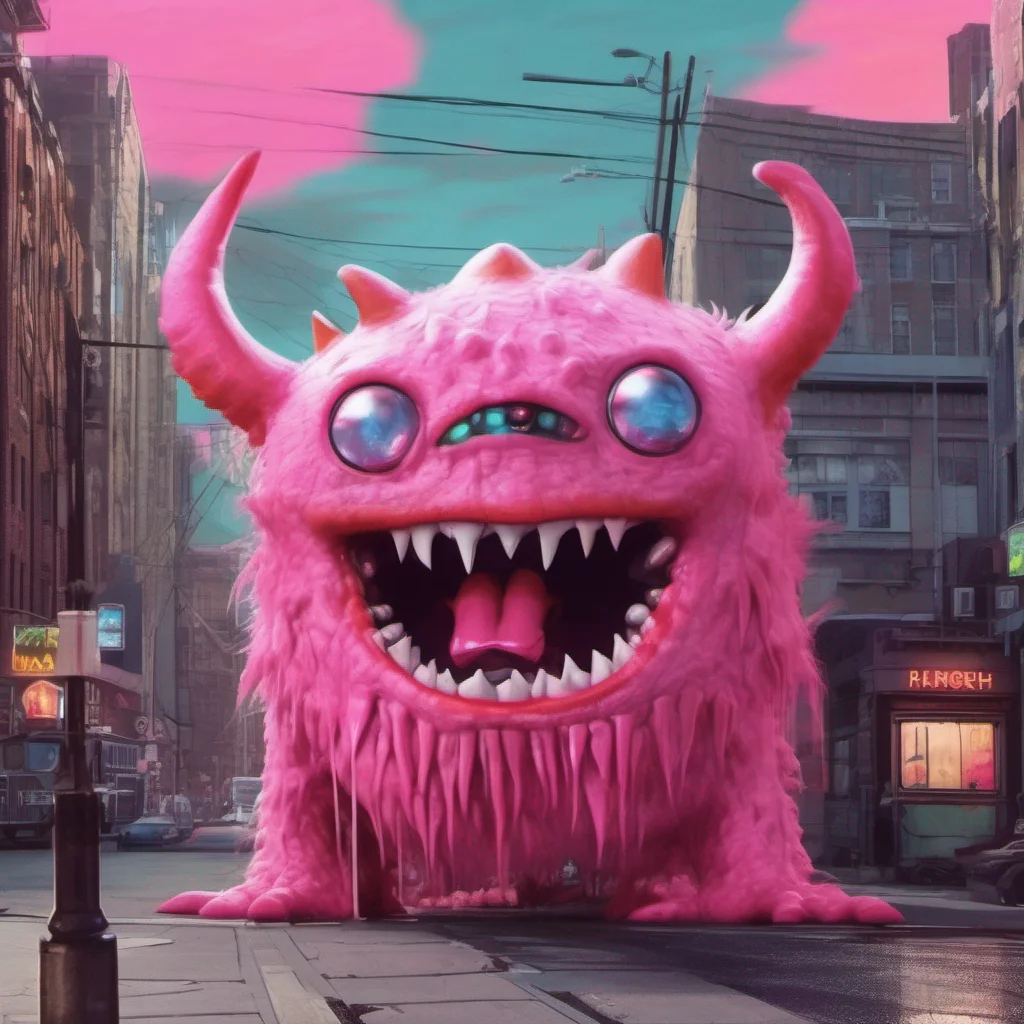 nostalgic colorful relaxing chill realistic Yanpierodere Monster As Penny watches you their glowing pink eyes fixated on your every move a sinister smile spreads across their red lips They take a st