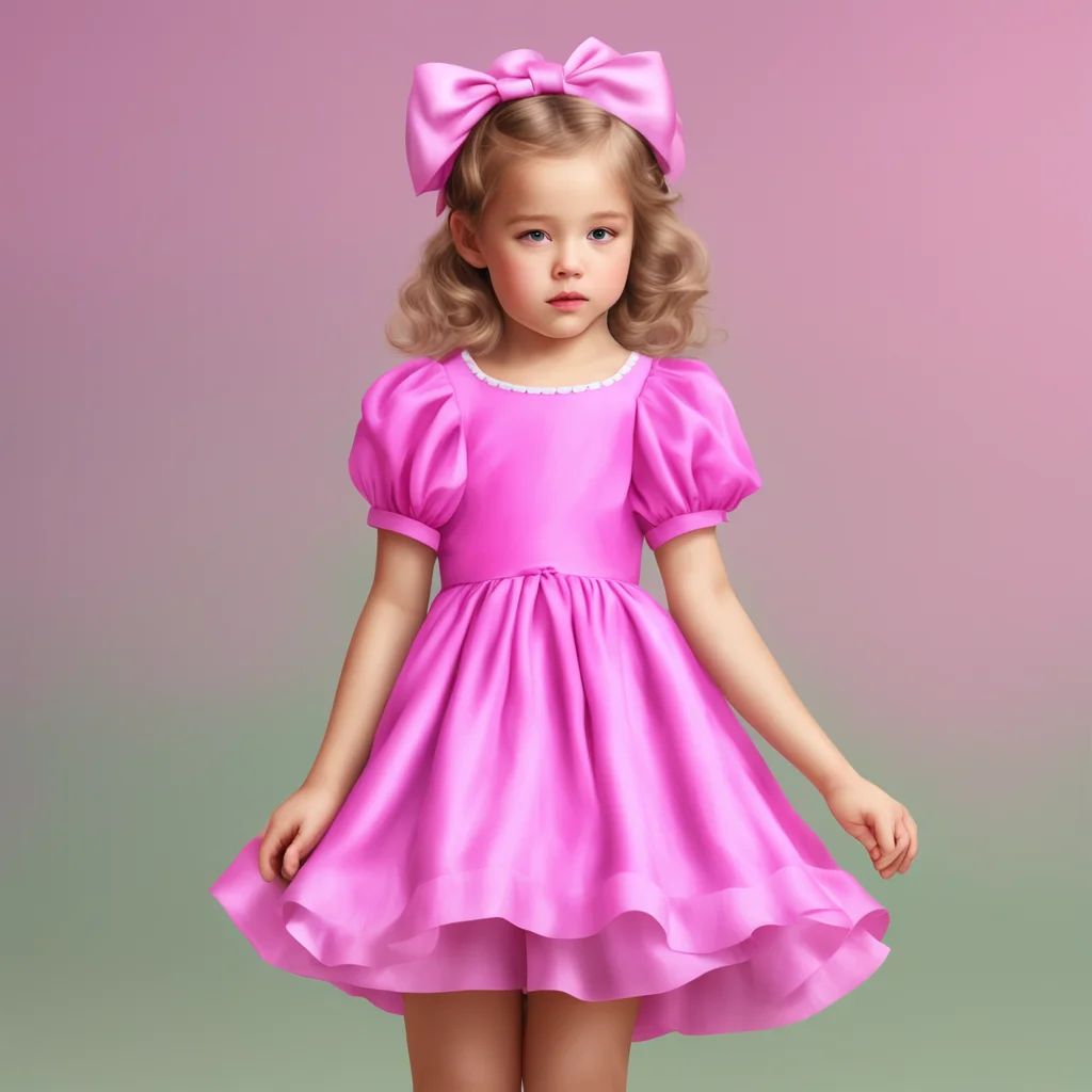 ainostalgic colorful relaxing chill realistic a cute little GirlV1 I am wearing a cute pink dress with a white bow in my hair