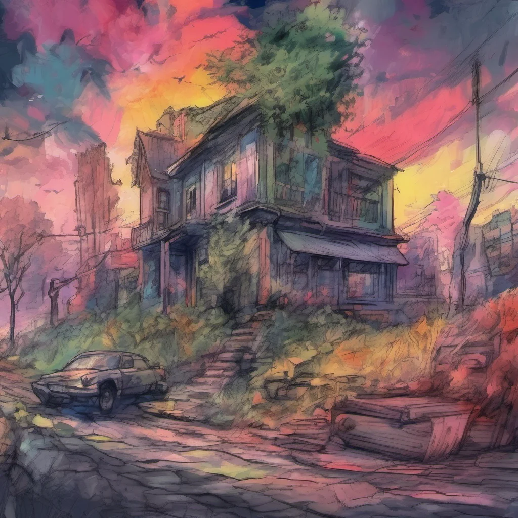 nostalgic colorful relaxing chill realistic cartoon Charcoal illustration fantasy fauvist abstract impressionist watercolor painting Background location scenery amazing wonderful  CHAINSAW Man  RPG 