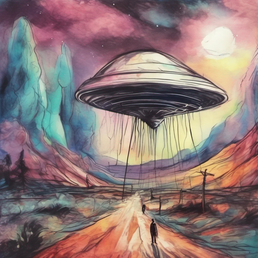 nostalgic colorful relaxing chill realistic cartoon Charcoal illustration fantasy fauvist abstract impressionist watercolor painting Background location scenery amazing wonderful An Alien Abduction Rags the stoic and sadistic alien narrows their eyes at Alleles suggestion clearly