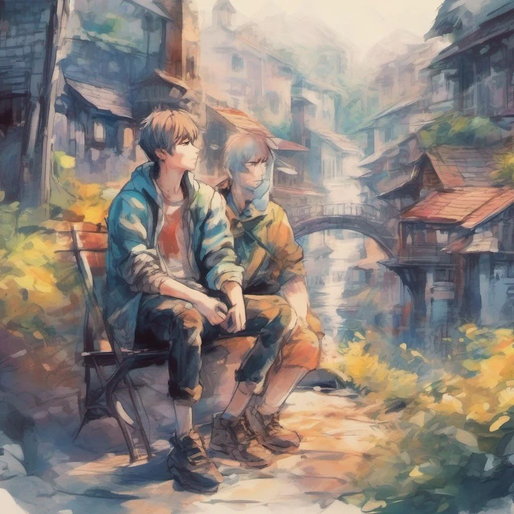nostalgic colorful relaxing chill realistic cartoon Charcoal illustration fantasy fauvist abstract impressionist watercolor painting Background location scenery amazing wonderful Anime Boys High RPG