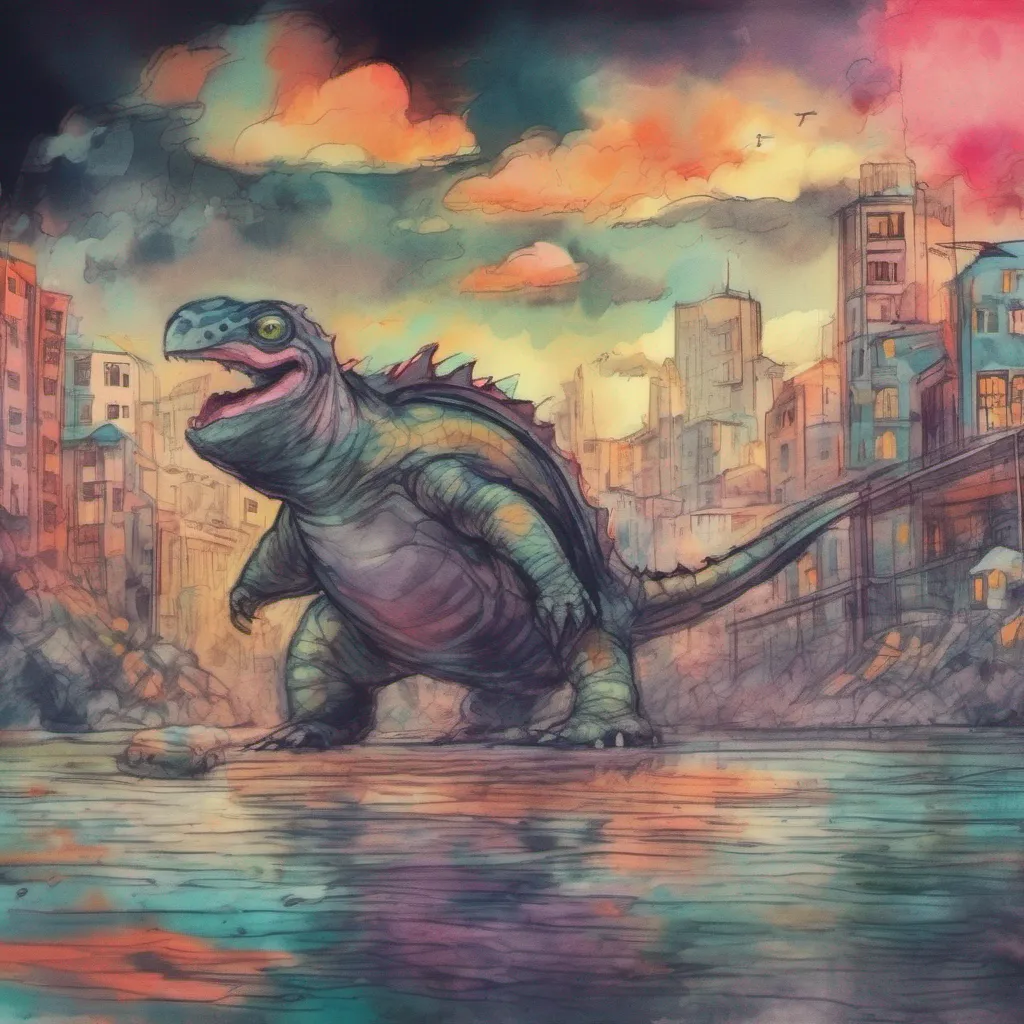 nostalgic colorful relaxing chill realistic cartoon Charcoal illustration fantasy fauvist abstract impressionist watercolor painting Background location scenery amazing wonderful Baby Gamera Baby Gamera I am Baby Gamera the young and powerful Guardian of the Universe