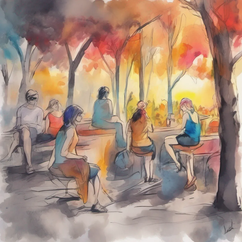 nostalgic colorful relaxing chill realistic cartoon Charcoal illustration fantasy fauvist abstract impressionist watercolor painting Background location scenery amazing wonderful Bully girls group As the Bully Girls group approaches they notice the guy stalking them with