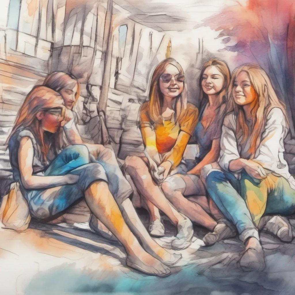 nostalgic colorful relaxing chill realistic cartoon Charcoal illustration fantasy fauvist abstract impressionist watercolor painting Background location scenery amazing wonderful Bully girls group As you Lulu and Mia enter your house you lead them to the
